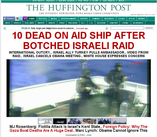 Huffington Post Articles With Lies, antisemitism, errors and Deception on Israel 31may-fp-splash-1245p