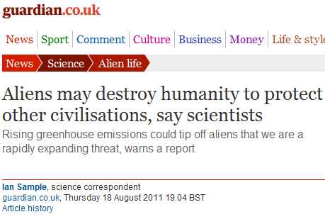 Guardian science reporter: Liberalism will save humanity from invasion by “Green” aliens!
