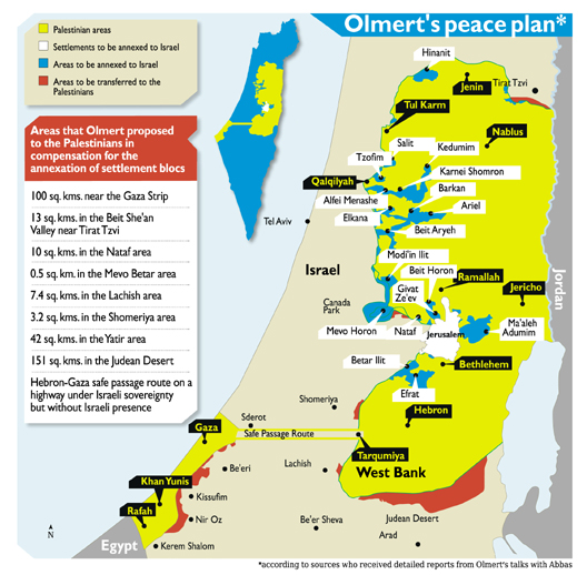 Map reflecting Israeli peace plan in 2008